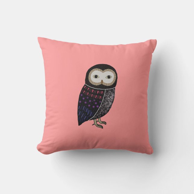 Wildlife Owl Woodland Cute Funny Wild Owl Graphic Cushion (Front)