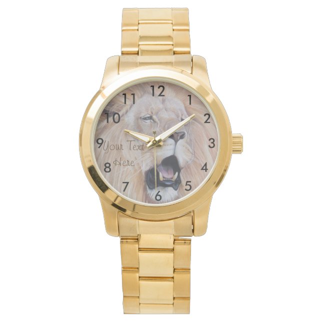 wildlife painting of lion roaring big cat watch (Front)