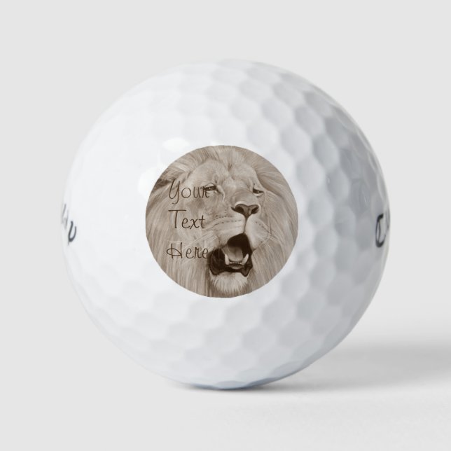 wildlife painting of lion roaring big cats  golf balls (Front)