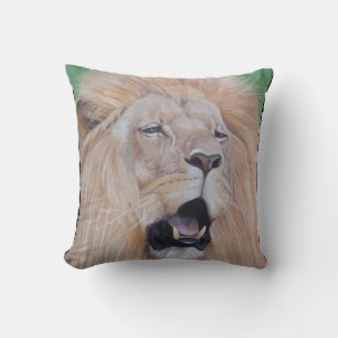 wildlife picture of big cat roaring lion cushion