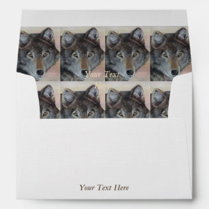 wildlife picture of sunset and grey wolf envelope