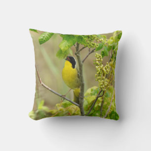 Wildlife pillow, birds, common yellowthroat cushion