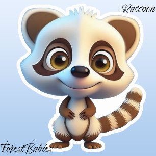 Wildlife Racoon Woodland Animal Cartoon Graphic