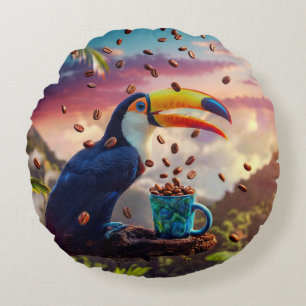 WILDLIFE RAINFOREST TOUCAN ROUND CUSHION