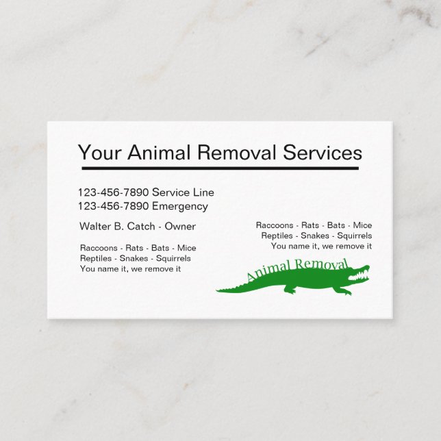 Wildlife Removal Business Cards (Front)
