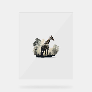 Wildlife Safari Adventure - Giraffe in Forest Acrylic Sign