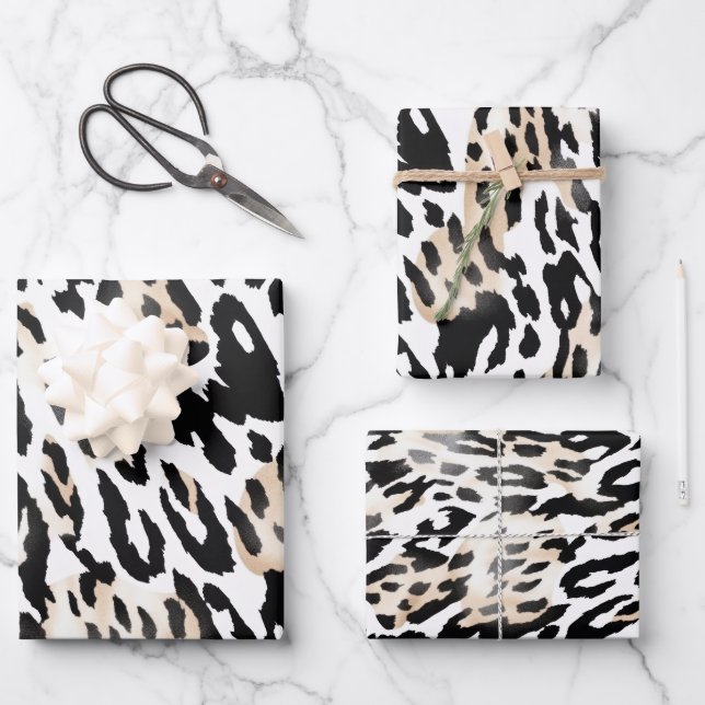 Wildlife Safari Furs Prints Patterns Exotic Jungle Wrapping Paper Sheet (Front)