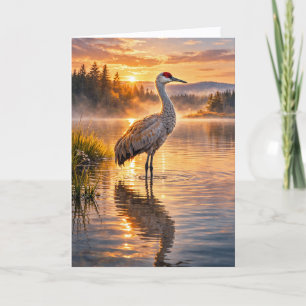 Wildlife Sandhill Crane Reflective Lake Scene Card
