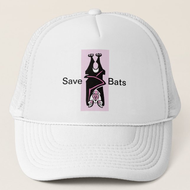 Wildlife - Save BATS -Animal activist - Pink Trucker Hat (Front)