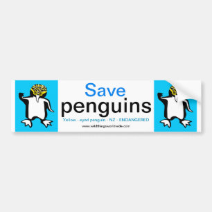 Wildlife -Save PENGUINS - Endangered animal - Blue Bumper Sticker