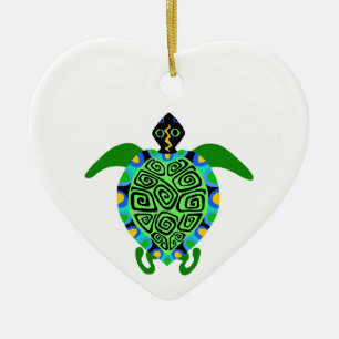 Wildlife - Sea TURTLE -Marine- aquatic -Heart Ceramic Tree Decoration