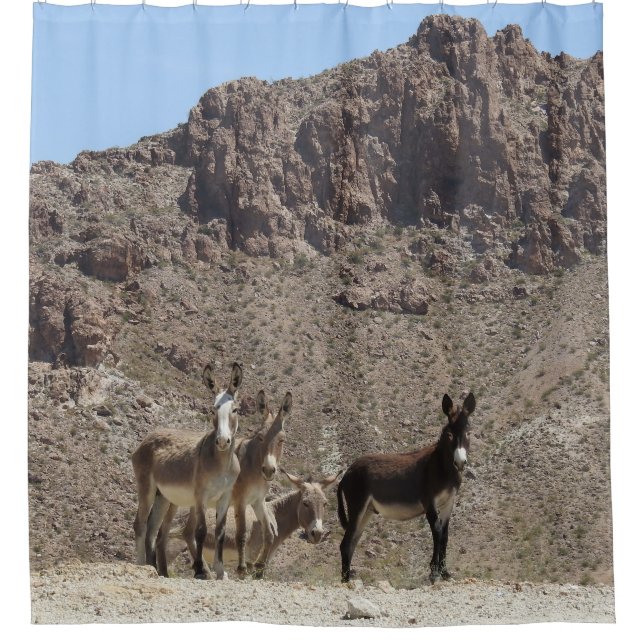 Wildlife shower curtain, wild burros, Arizona Shower Curtain (Front)