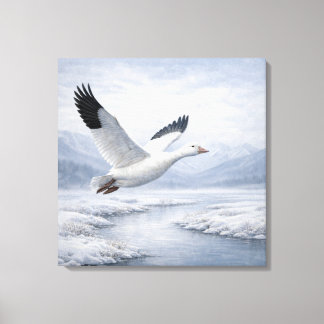 Wildlife Snow Goose Flying Winter Canvas Print