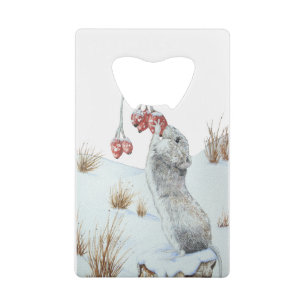 wildlife snow scene picture of cute field mouse