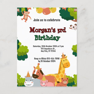 wildlife theme invitation  postcard