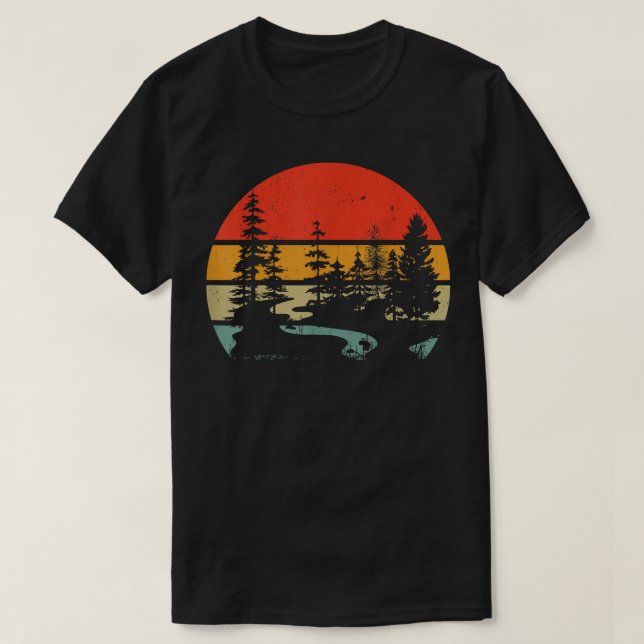 Wildlife Trees Outdoors Nature Retro Forest Hiking T-Shirt (Design Front)