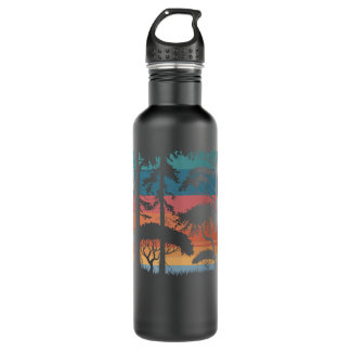 wildlife vintage retro sunset forest trees outdoor 710 ml water bottle