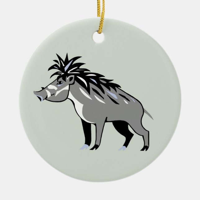 Wildlife - Warty PIG - Endangered animal - Warthog Ceramic Tree Decoration (Front)
