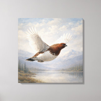 Wildlife Willow Ptarmigan in Flight Canvas Print