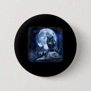 Wildlife Wolf Howling Moon Forest Nature Wild 6 Cm Round Badge