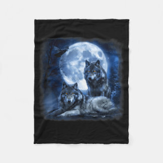 Wildlife Wolf Howling Moon Forest Nature Wild Fleece Blanket