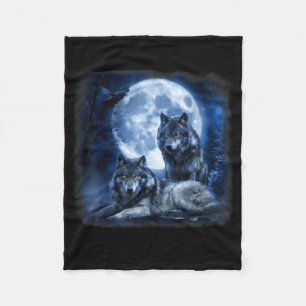 Wildlife Wolf Howling Moon Forest Nature Wild Fleece Blanket