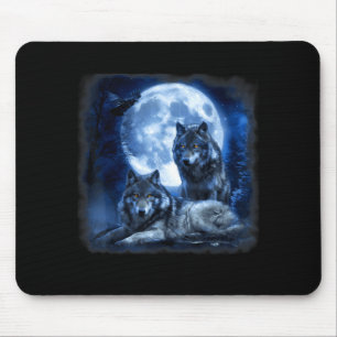 Wildlife wolf howling moon forest nature wild mouse pad