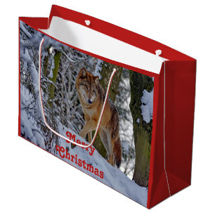 Wildlife Wolf Snow Photo Christmas Large Gift Bag