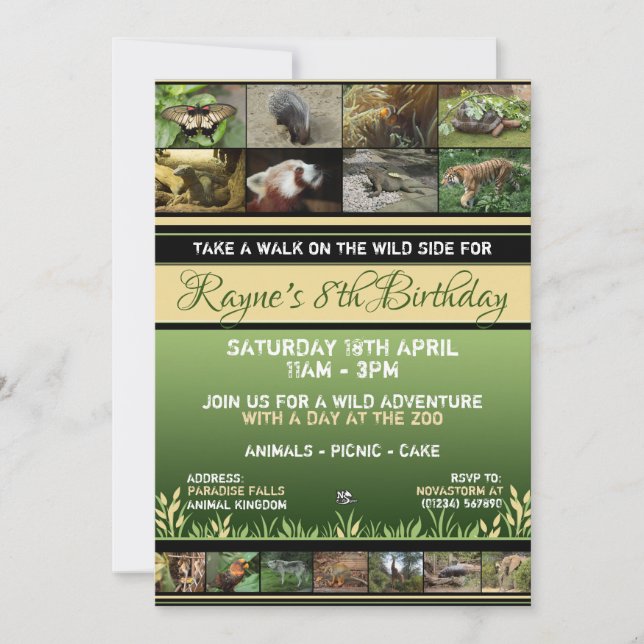 Wildlife Zoo Party Invitations (Front)