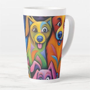 Wildly colourful abstract dogs latte mug