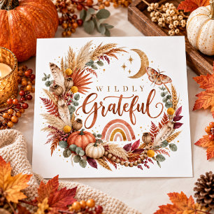 Wildly Grateful Boho Thanksgiving Card