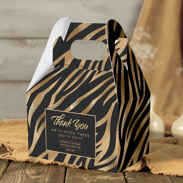 Wildly Happy Bachelorette Zebra Black Gold ID1151 Favour Box (Creator Uploaded)
