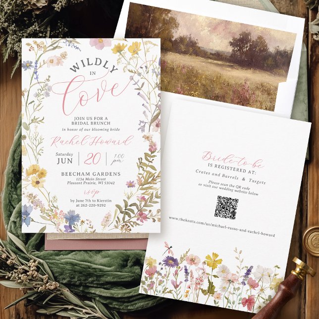 Wildly In Love Watercolor Wildflower Bridal Shower Invitation (Creator Uploaded)