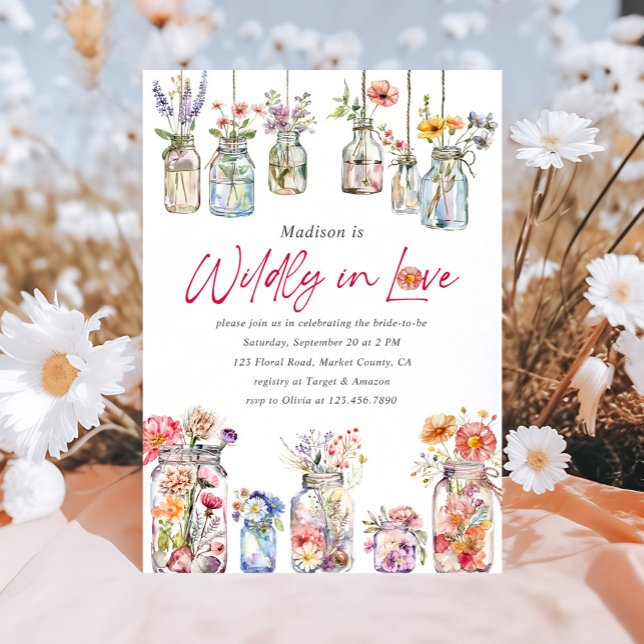 Wildly In Love Wildflower Watercolor Bridal Shower Invitation (Creator Uploaded)