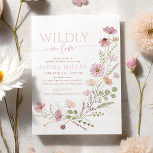 Wildly In Love Wildflowers Floral Bridal Shower Invitation