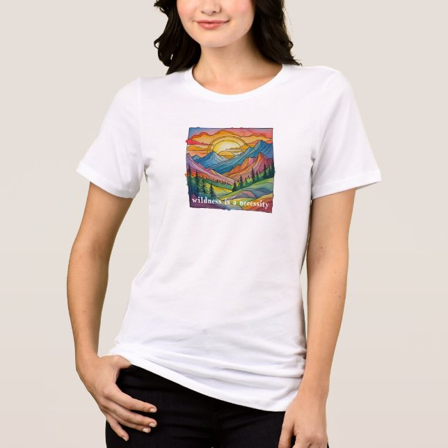 Wildness is a necessity save our public lands  Tri-Blend shirt (Front)