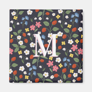 wildstrawberry patterned monogrammed navy magnet