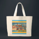 Wildwood by the Sea Greetings  Large Tote Bag<br><div class="desc">Wonderful vintage postcard greeting from Wildwood by the Sea,  New Jersey repurposed! Customise the back if you wish.</div>