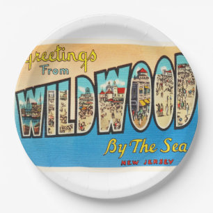 Wildwood by the Sea New Jersey NJ Vintage Postcard Paper Plate