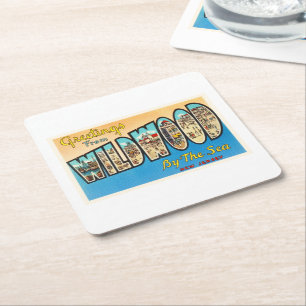 Wildwood by the Sea New Jersey NJ Vintage Postcard Square Paper Coaster