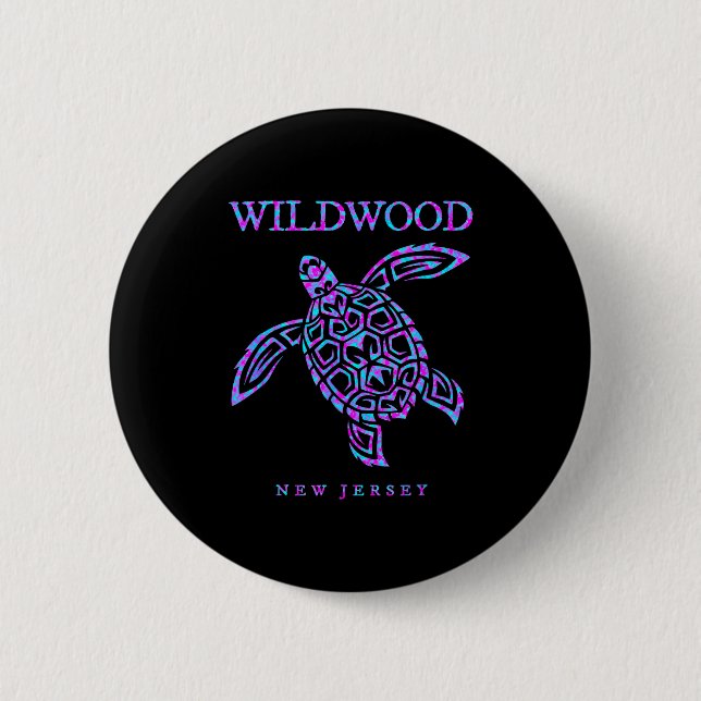 Wildwood New Jersey Sea Turtle Beach Vacation Men  6 Cm Round Badge (Front)