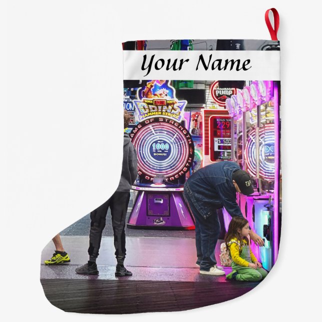 Wildwood NJ Boardwalk Arcade Large Christmas Stocking (Back)