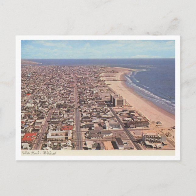 Wildwood NJ, Wide Beach, 1970s Vintage Postcard (Front)