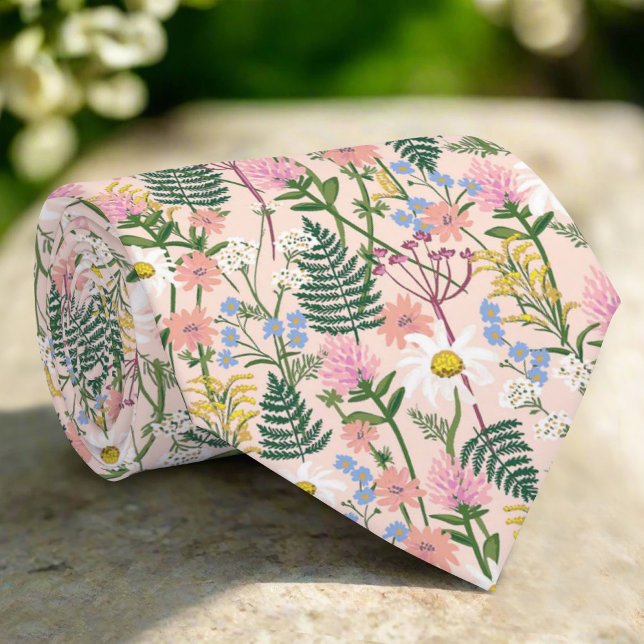 Wildwood Wildflowers Pale Rose Lawn Pattern Tie (Creator Uploaded)