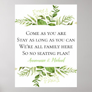 Wildwoods Botanicals No Seating Plan Wedding Sign