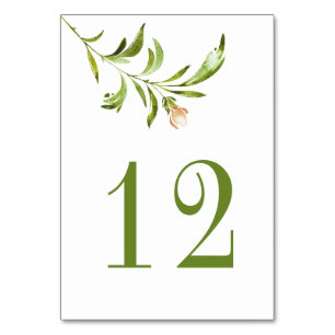 Wildwoods Rustic Floral Greenery Minimalist Table Number