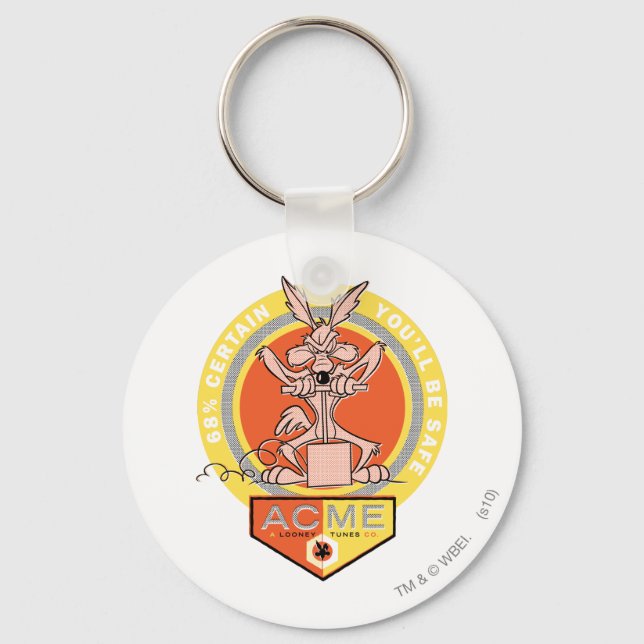 Wile E Coyote Acme - 68% Certain You'll Be Safe 2 Key Ring (Front)