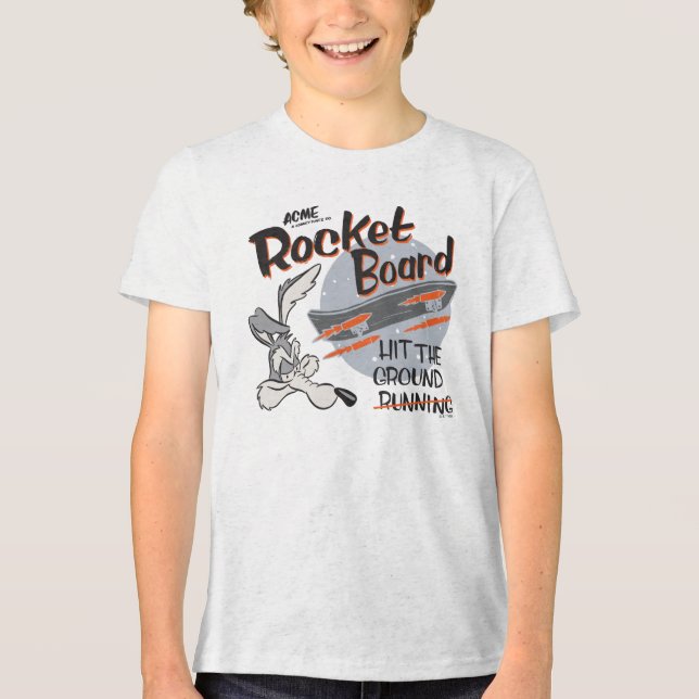 WILE E. COYOTE™ ACME Rocket Board Tri-Blend Shirt (Front)
