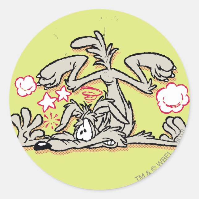 WILE E. COYOTE™ Hard Landing Classic Round Sticker (Front)