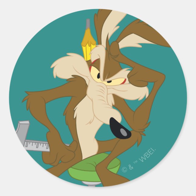 WILE E. COYOTE™ Planning Classic Round Sticker (Front)